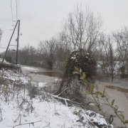 Water levels creep over road near Route 7 in Ohio on Sat. Feb. 2.
